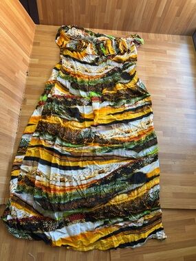 Just love strapless summer maxi dress size 2x, cotton/rayon, 42 inches long